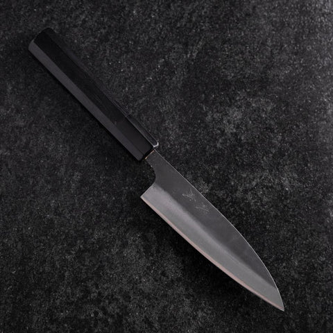 Sabaki White Steel #2 Kurouchi Buffalo Ebony Handle 140mm (5.5”)-[Musashi]-[Japanese-Kitchen-Knives]