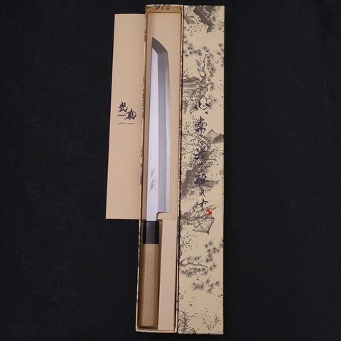 Sakimaru Takohiki Blue Steel #2 Kasumi Buffalo Magnolia Handle 270mm (10.6”)-[Musashi]-[Japanese-Kitchen-Knives]