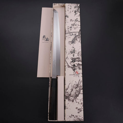 Sakimaru Takohiki Silver Steel #3 Kasumi Buffalo Ebony Handle 300mm (11.8”)-[Musashi]-[Japanese-Kitchen-Knives]