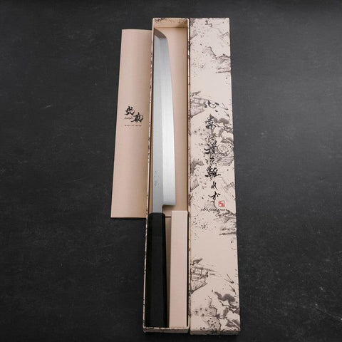 Sakimaru Takohiki White Steel #2 Honyaki Buffalo Ebony Handle 300mm (11.8”)-[Musashi]-[Japanese-Kitchen-Knives]