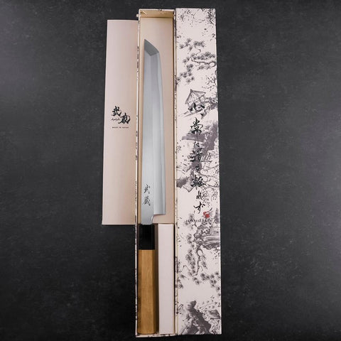 Sakimaru Takohiki White Steel #2 Kasumi Buffalo Teak Handle 270mm (10.6”)-[Musashi]-[Japanese-Kitchen-Knives]