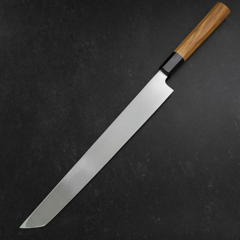 Sakimaru Takohiki White Steel #2 Kasumi Buffalo Teak Handle 300mm (11.8”)-[Musashi]-[Japanese-Kitchen-Knives]