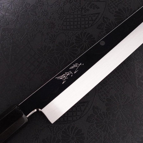 Sakimaru Takohiki White Steel #2 Moon-Fuji Water Honyaki Buffalo Ebony Handle 270mm (10.6”)-[Musashi]-[Japanese-Kitchen-Knives]