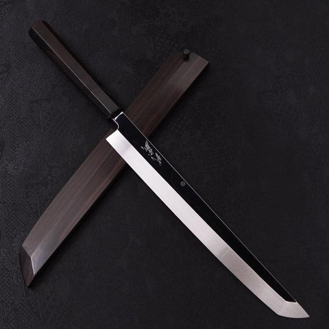 Sakimaru Takohiki White Steel #2 Moon-Fuji Water Honyaki Buffalo Ebony Handle 270mm (10.6”)-[Musashi]-[Japanese-Kitchen-Knives]
