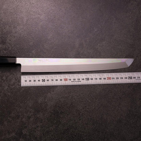 Sakimaru Takohiki White Steel #2 Moon-Fuji Water Honyaki Buffalo Ebony Handle 270mm with Magnolia Sheath (10.6”)-[Musashi]-[Japanese-Kitchen-Knives]