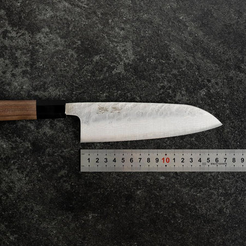 Santoku 440C Nashiji Damascus Buffalo Walnut Handle 165mm (6.5”)-[Musashi]-[Japanese-Kitchen-Knives]