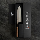 Santoku 440C Nashiji Damascus Buffalo Walnut Handle 165mm (6.5”)-[Musashi]-[Japanese-Kitchen-Knives]