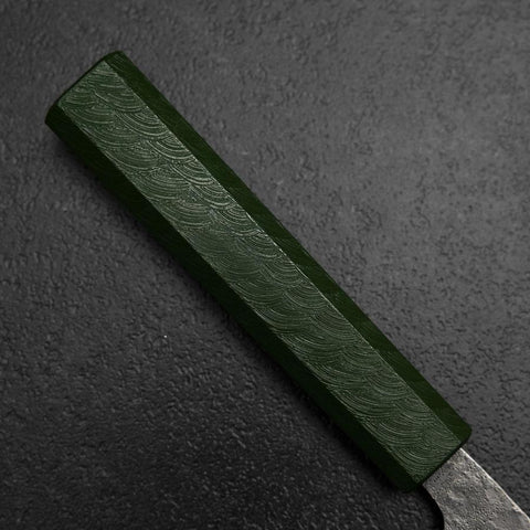 Santoku 440C Nashiji Damascus Green Urushi Handle 165mm (6.5”)-[Musashi]-[Japanese-Kitchen-Knives]