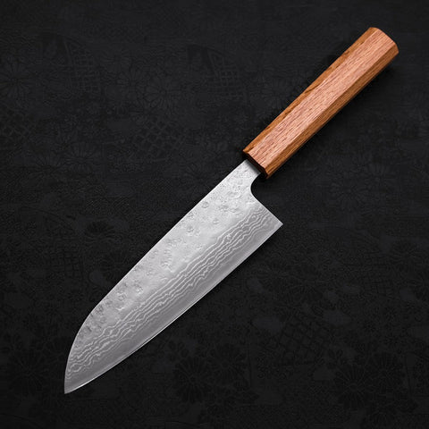 Santoku 440C Nashiji Damascus Oak Handle 165mm (6.5”)-[Musashi]-[Japanese-Kitchen-Knives]