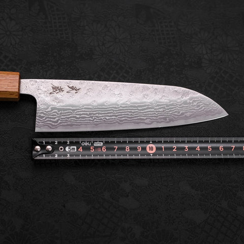 Santoku 440C Nashiji Damascus Oak Handle 165mm (6.5”)-[Musashi]-[Japanese-Kitchen-Knives]