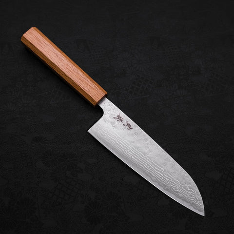 Santoku 440C Nashiji Damascus Oak Handle 165mm (6.5”)-[Musashi]-[Japanese-Kitchen-Knives]