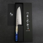 Santoku 440C Nashiji Damascus Ocean White Blue Handle 165mm (6.5”)-[Musashi]-[Japanese-Kitchen-Knives]