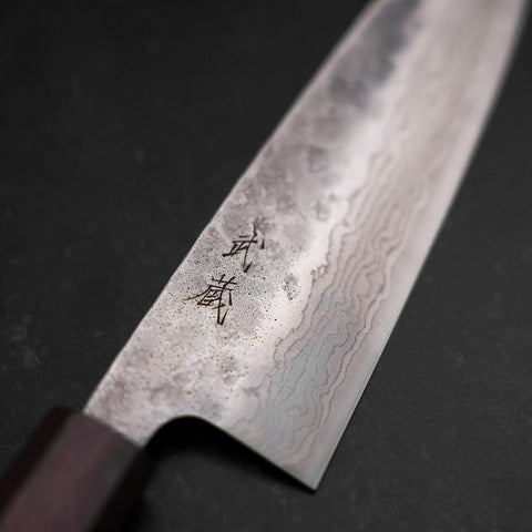 Santoku 440C Nashiji Damascus Purple Urushi Handle 165mm (6.5”)-[Musashi]-[Japanese-Kitchen-Knives]