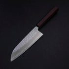 Santoku AUS-10 Mirror Tsuchime Damascus Purple Urushi Handle 165mm (6.5”)-[Musashi]-[Japanese-Kitchen-Knives]