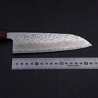 Santoku AUS-10 Mirror Tsuchime Damascus Purple Urushi Handle 165mm (6.5”)-[Musashi]-[Japanese-Kitchen-Knives]
