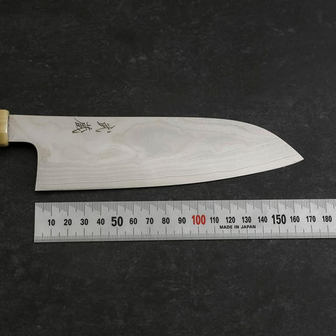 Santoku AUS-10 Nickel Damascus Buffalo Turquoise Handle 170mm (6.7”)-[Musashi]-[Japanese-Kitchen-Knives]