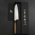 Santoku AUS-10 Tsuchime Damascus Shitan Walnut Handle 180mm (7”)-[Musashi]-[Japanese-Kitchen-Knives]