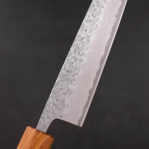 Santoku AUS-10 Tsuchime Damascus Zelkova Magnolia Handle 165mm (6.5”)-[Musashi]-[Japanese-Kitchen-Knives]