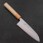 Santoku AUS-10 Tsuchime Damascus Zelkova Magnolia Handle 165mm (6.5”)-[Musashi]-[Japanese-Kitchen-Knives]