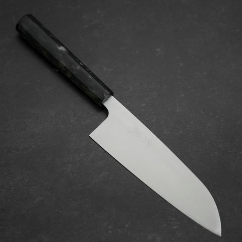 Santoku AUS-8 Polished Ocean Black Handle 165mm (6.5”)-[Musashi]-[Japanese-Kitchen-Knives]