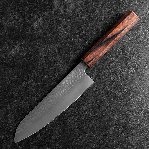 Santoku AUS-8 Tsuchime Mahogany Handle 180mm (7”)-[Musashi]-[Japanese-Kitchen-Knives]