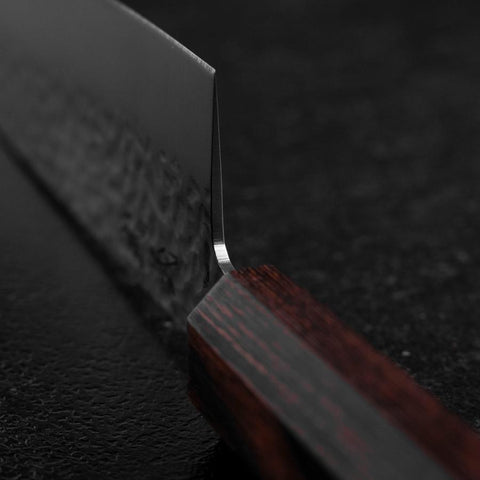Santoku AUS-8 Tsuchime Mahogany Handle 180mm (7”)-[Musashi]-[Japanese-Kitchen-Knives]