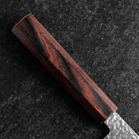 Santoku AUS-8 Tsuchime Mahogany Handle 180mm (7”)-[Musashi]-[Japanese-Kitchen-Knives]