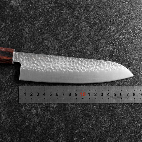 Santoku AUS-8 Tsuchime Mahogany Handle 180mm (7”)-[Musashi]-[Japanese-Kitchen-Knives]