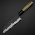 Santoku Blue Steel #1 Kurouchi Buffalo Magnolia Handle 165mm (6.5”)-[Musashi]-[Japanese-Kitchen-Knives]