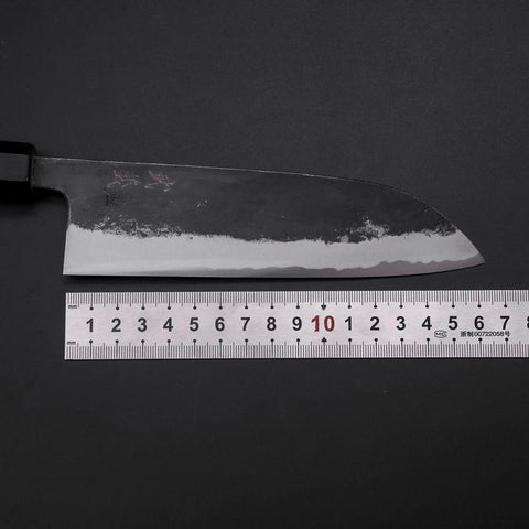 Santoku Blue Steel #1 Kurouchi Buffalo Magnolia Handle 165mm (6.5”)-[Musashi]-[Japanese-Kitchen-Knives]