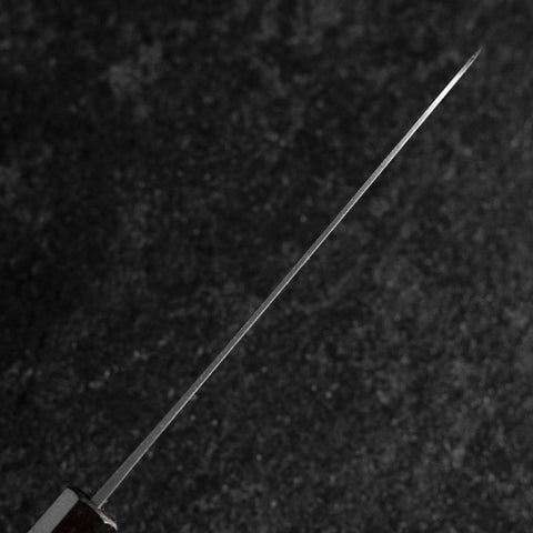 Santoku Blue Steel #1 Stainless Clad Kurouchi Black Urushi Handle 165m-[Musashi]-[Japanese-Kitchen-Knives]