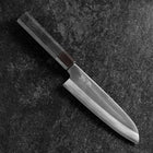 Santoku Blue Steel #1 Stainless Clad Kurouchi Black Urushi Handle 165m-[Musashi]-[Japanese-Kitchen-Knives]