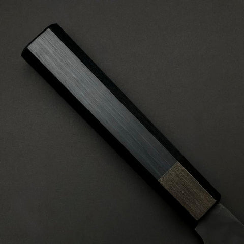 Santoku Blue Steel #1 Stainless Clad Kurouchi Dark Blue Urushi Handle 170mm (6.7”)-[Musashi]-[Japanese-Kitchen-Knives]