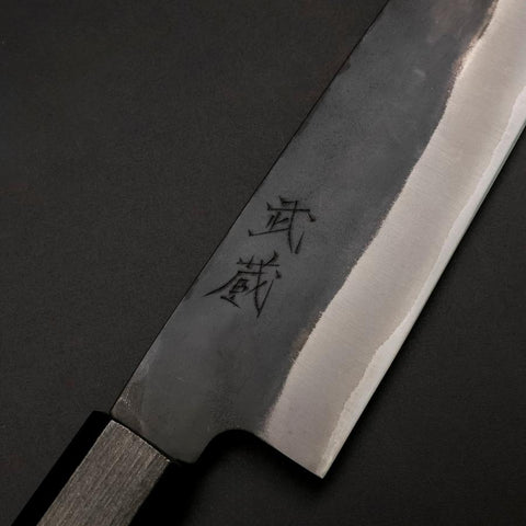 Santoku Blue Steel #1 Stainless Clad Kurouchi Green Urushi Handle 170mm (6.7”)-[Musashi]-[Japanese-Kitchen-Knives]