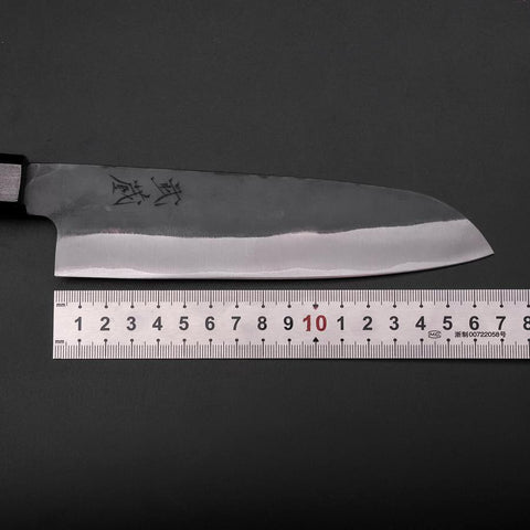 Santoku Blue Steel #1 Stainless Clad Kurouchi Green Urushi Handle 170mm (6.7”)-[Musashi]-[Japanese-Kitchen-Knives]