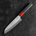 Santoku Blue Steel #1 Stainless Clad Kurouchi Red and Black Urushi Handle 165mm (6.5”)-[Musashi]-[Japanese-Kitchen-Knives]