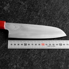Santoku Blue Steel #1 Stainless Clad Kurouchi Red and Black Urushi Handle 165mm (6.5”)-[Musashi]-[Japanese-Kitchen-Knives]