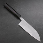 Santoku Blue Steel #2 Damascus Buffalo Ebony Handle 165mm (6.5”)-[Musashi]-[Japanese-Kitchen-Knives]