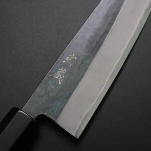 Santoku Blue Steel #2 Kurouchi Buffalo Ebony Handle 165mm (6.5”)-[Musashi]-[Japanese-Kitchen-Knives]