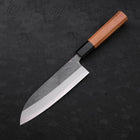 Santoku Blue Steel #2 Kurouchi Buffalo Teak Handle 165mm (6.5”)-[Musashi]-[Japanese-Kitchen-Knives]