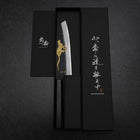Santoku Blue Steel #2 Kurouchi Chokin Cheetah Buffalo Ebony Handle 165mm (6.5”)-[Musashi]-[Japanese-Kitchen-Knives]