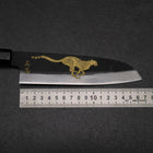 Santoku Blue Steel #2 Kurouchi Chokin Cheetah Buffalo Ebony Handle 165mm (6.5”)-[Musashi]-[Japanese-Kitchen-Knives]