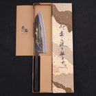 Santoku Blue Steel #2 Kurouchi Chokin Nami-Fuji Buffalo Ebony Handle 170mm (6.7”)-[Musashi]-[Japanese-Kitchen-Knives]