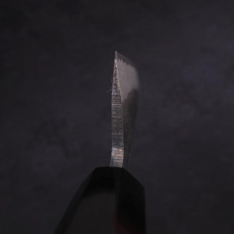Santoku Blue Steel #2 Kurouchi Chokin Nami-Fuji Buffalo Ebony Handle 170mm (6.7”)-[Musashi]-[Japanese-Kitchen-Knives]