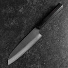 Santoku Blue Steel #2 Kurouchi Chokin Sakura-Fuji Buffalo Ebony Handle 165mm (6.5”)-[Musashi]-[Japanese-Kitchen-Knives]