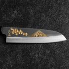 Santoku Blue Steel #2 Kurouchi Chokin Sakura-Fuji Buffalo Ebony Handle 165mm (6.5”)-[Musashi]-[Japanese-Kitchen-Knives]