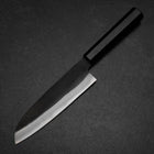 Santoku Blue Steel #2 Kurouchi Chokin Samurai New Moon Buffalo Ebony Handle 165mm (6.5”)-[Musashi]-[Japanese-Kitchen-Knives]