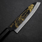 Santoku Blue Steel #2 Kurouchi Chokin Tiger-Bamboo Buffalo Ebony Handle 165mm (6.5”)-[Musashi]-[Japanese-Kitchen-Knives]