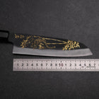 Santoku Blue Steel #2 Kurouchi Chokin Tiger-Bamboo Buffalo Ebony Handle 165mm (6.5”)-[Musashi]-[Japanese-Kitchen-Knives]
