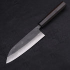 Santoku Blue Steel #2 Kurouchi Damascus Buffalo Ebony Handle 165mm (6.5”)-[Musashi]-[Japanese-Kitchen-Knives]